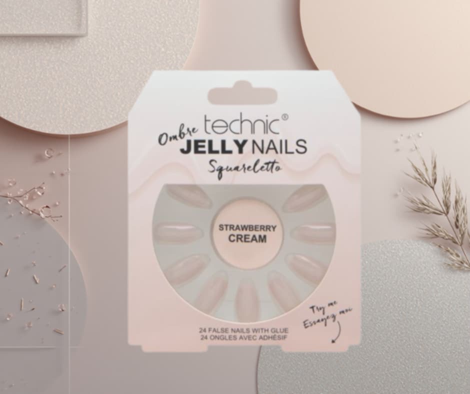 technic - Faux ongles Jelly nails Squareletto Strawberry Cream - 24 pcs