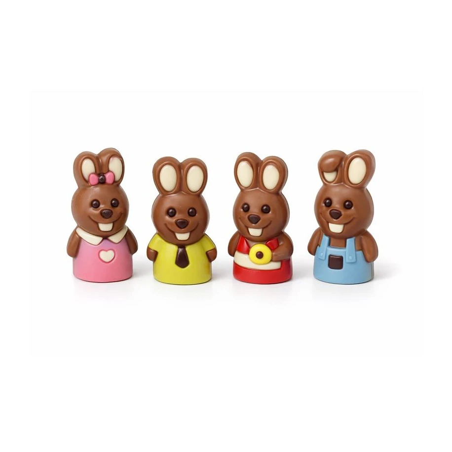 Moulages Lapin en chocolat au lait décoré - boîte de 40g