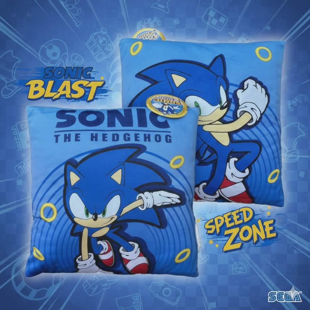 Coussin décoratif Sonic le Hérisson Hyper Dash, 38 x 38 cm, en velours