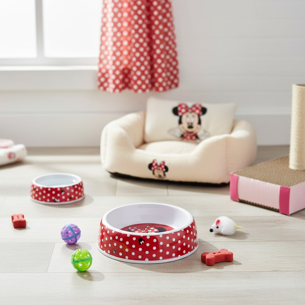 Gamelle pour chien ou chat Disney Minnie à pois, 500 ml