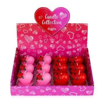 Bougie Coeur parfumée (4,5 cm), 2 couleurs assorties