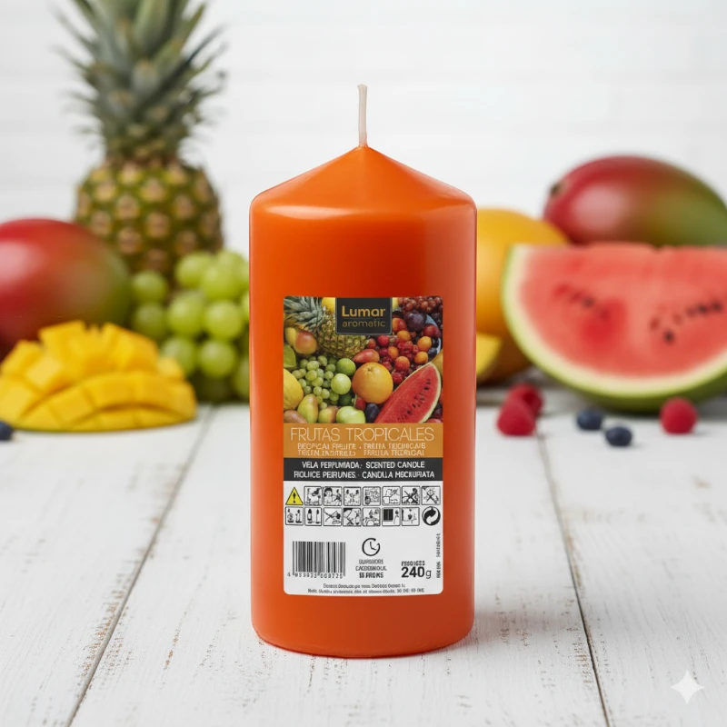 Grande Bougie Fruits Tropicaux – 12cm X 5,70cm – 240grs