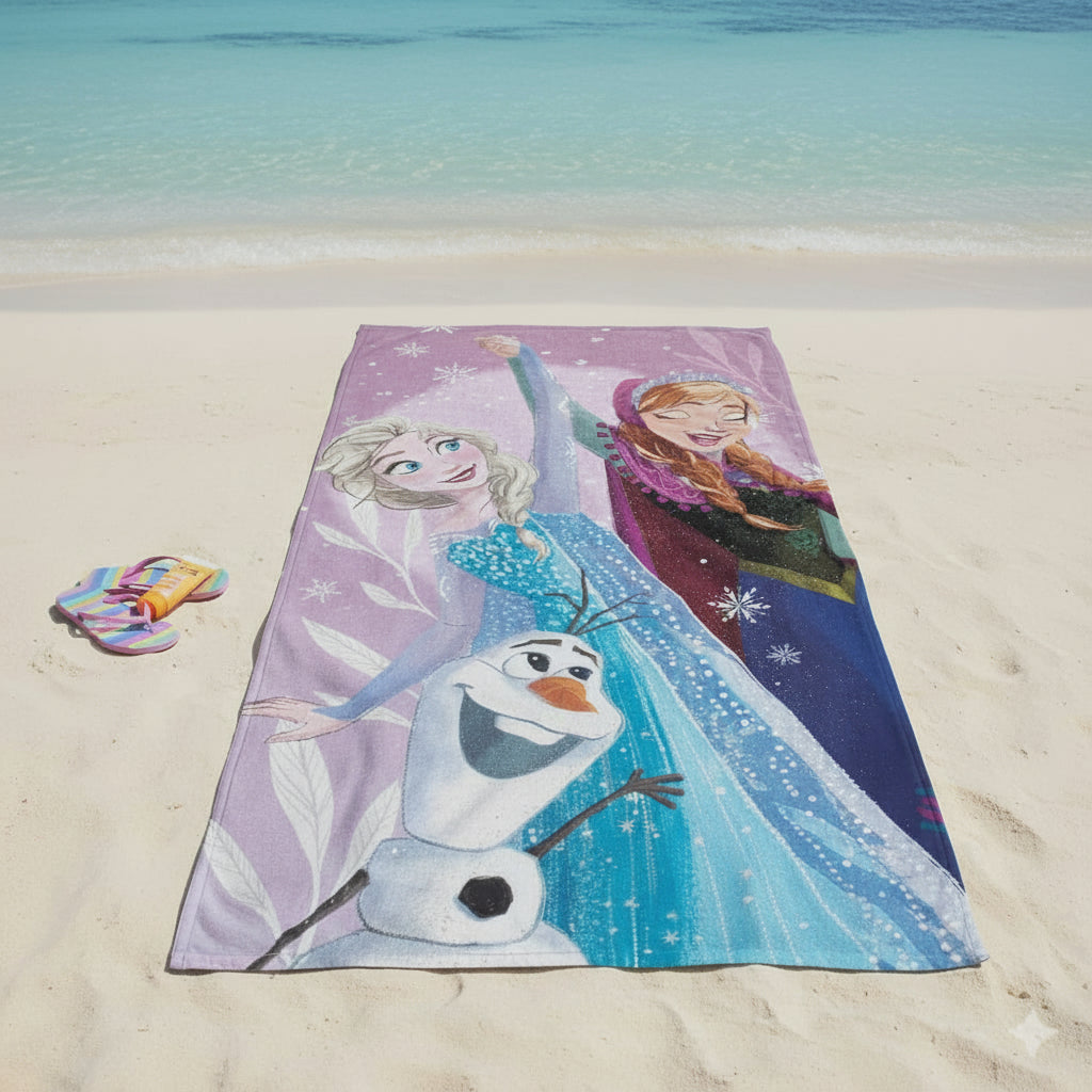 Serviette de bain/de plage Disney La Reine des Neiges violette 70x140 cm (Séchage rapide)