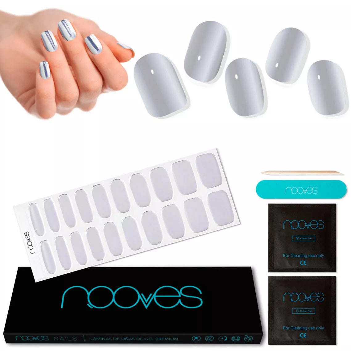 Feuilles de Gel - Éclat Argenté - Nooves Nails
