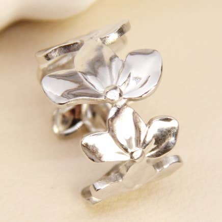 Bague Fleur Ajustable En Acier Inoxydable Élégance Florale