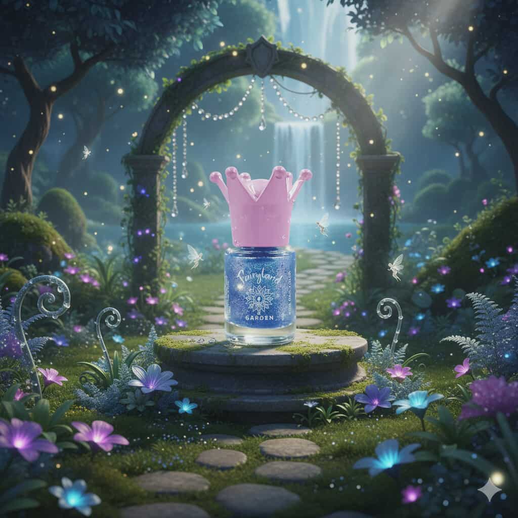 Vernis à ongles à base d'eau FAIRYLAND, Bleu pailleté Betty