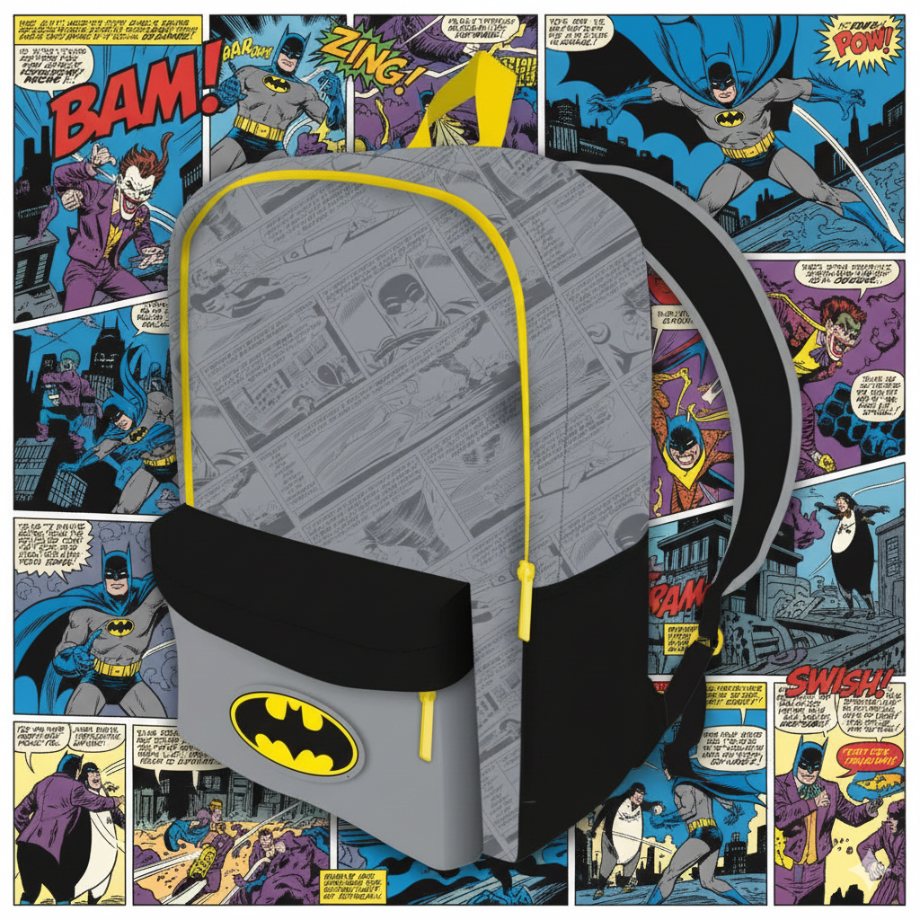Sac d'école Batman gris, 41 cm
