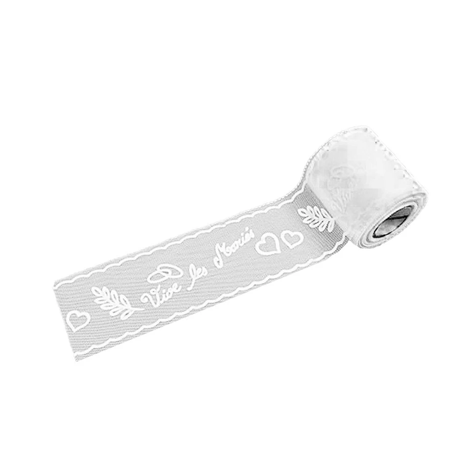 Tulle Déco floqué vive les mariés BLANC - pièce