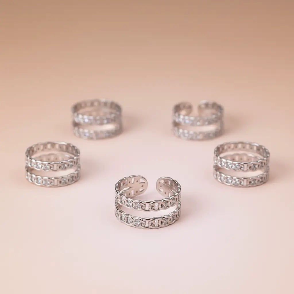 Bague ajustable Argentée Prémium – Acier Inoxydable