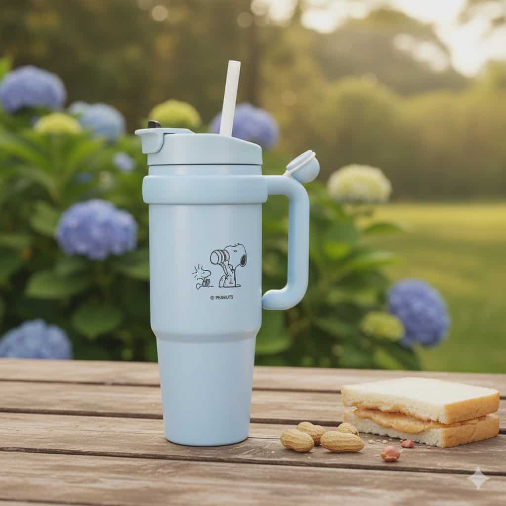 Snoopy - Tasse isotherme avec couverclePaille (850 ml)