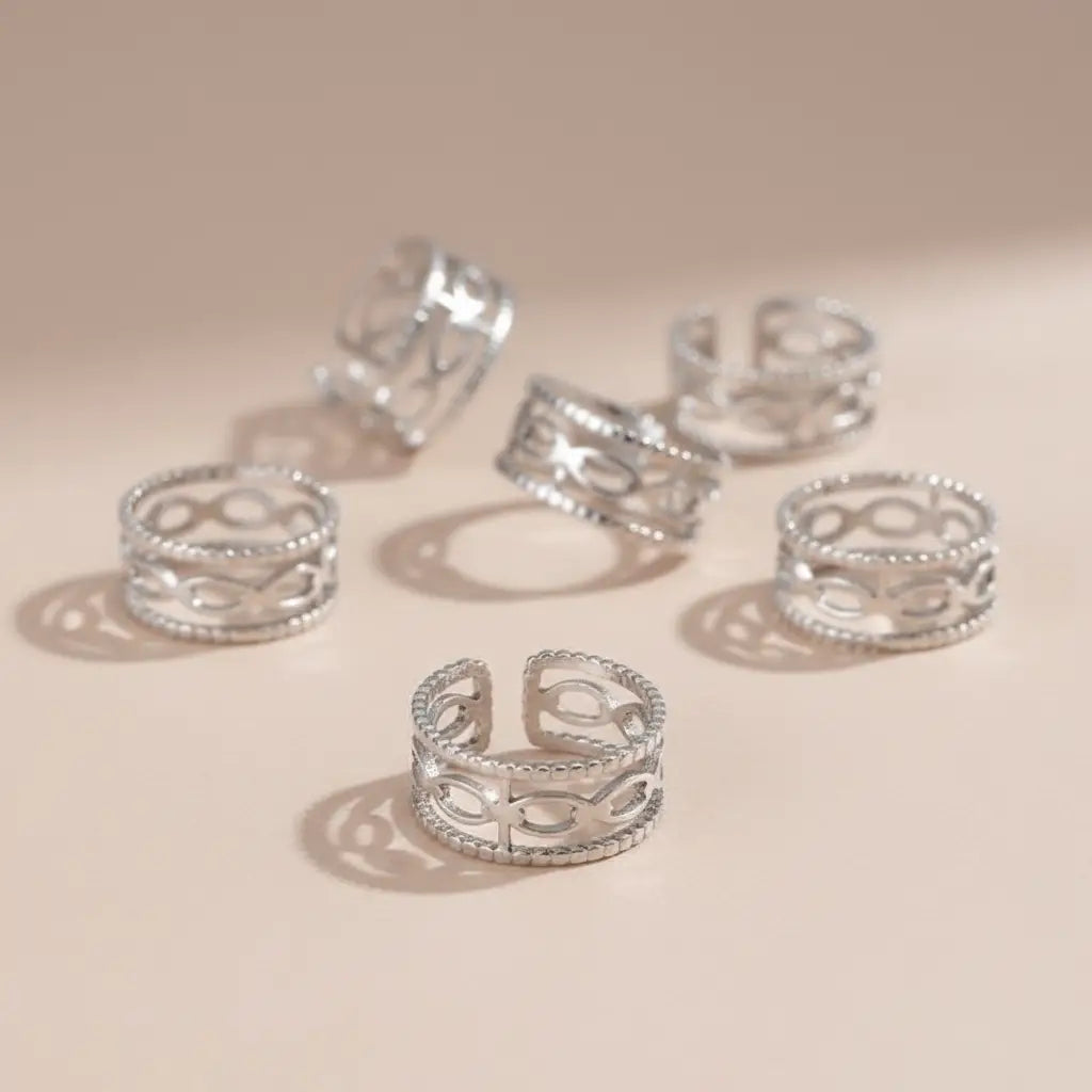Bague ajustable Argentée Prémium – Acier Inoxydable