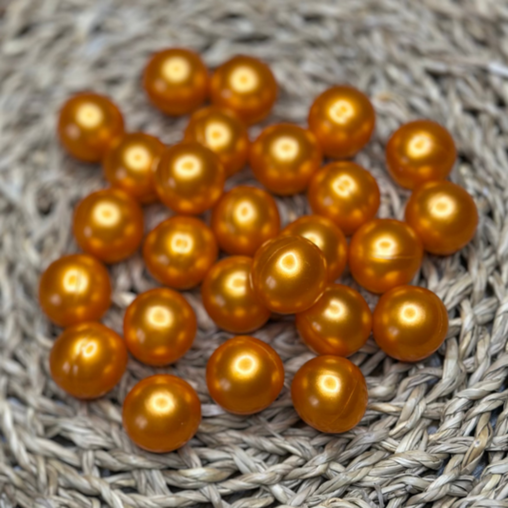 10xPerle de bain ronde or nacré, Senteur Vanille