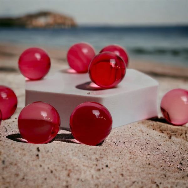 10 xPerle de bain ronde transparent rouge, Senteur Rose
