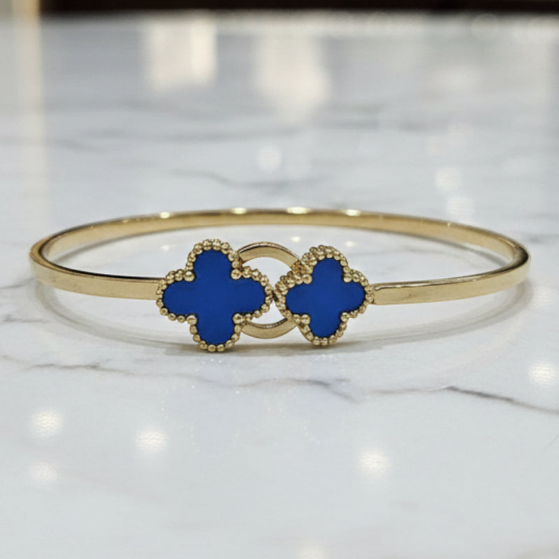 Bracelet Jonc Doré “Quatre-Feuilles Majorelle”💎Acier Inoxydable de Haute Qualité