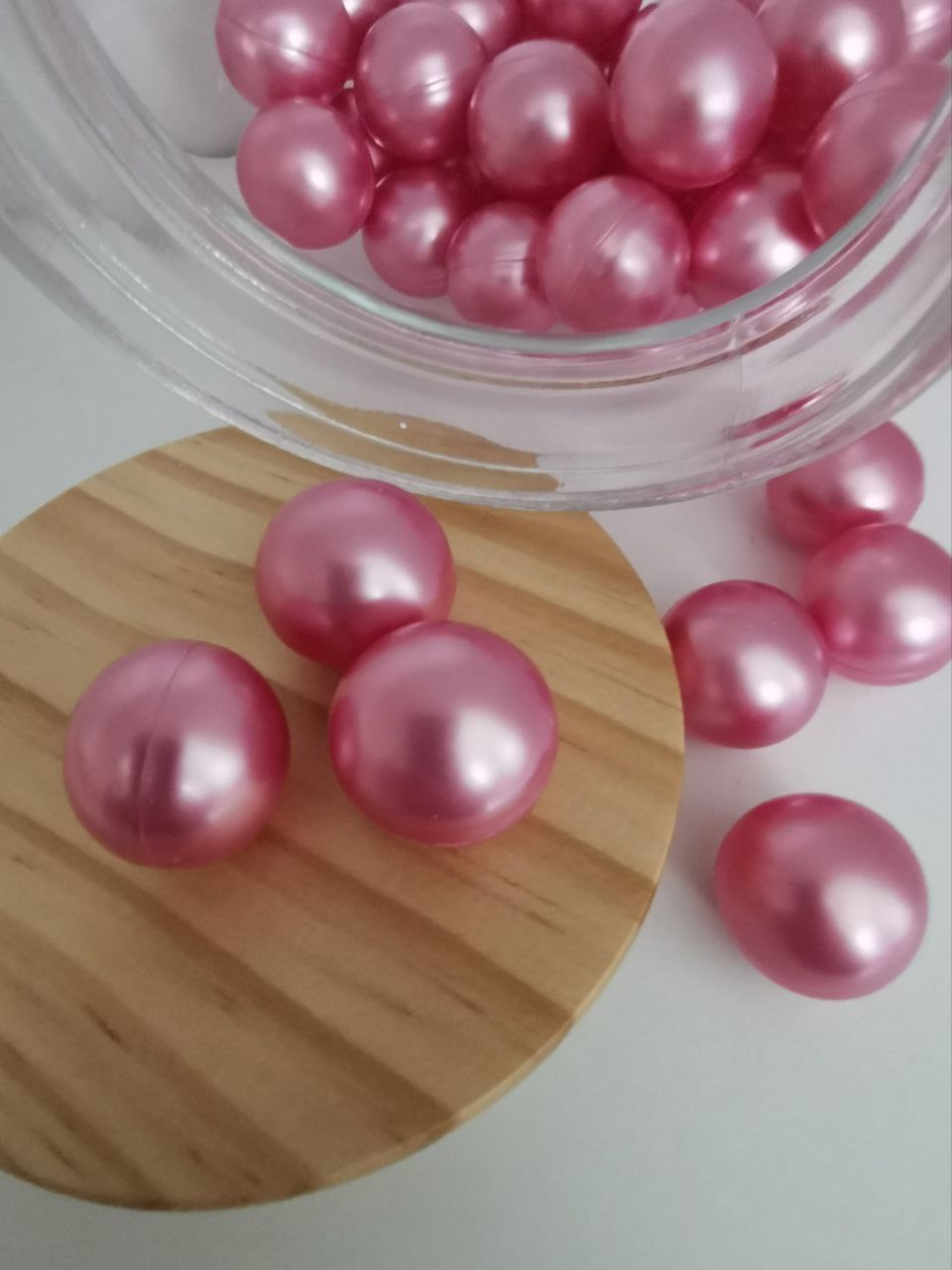 10 xPerle de bain ronde rose nacré, Senteur Rose