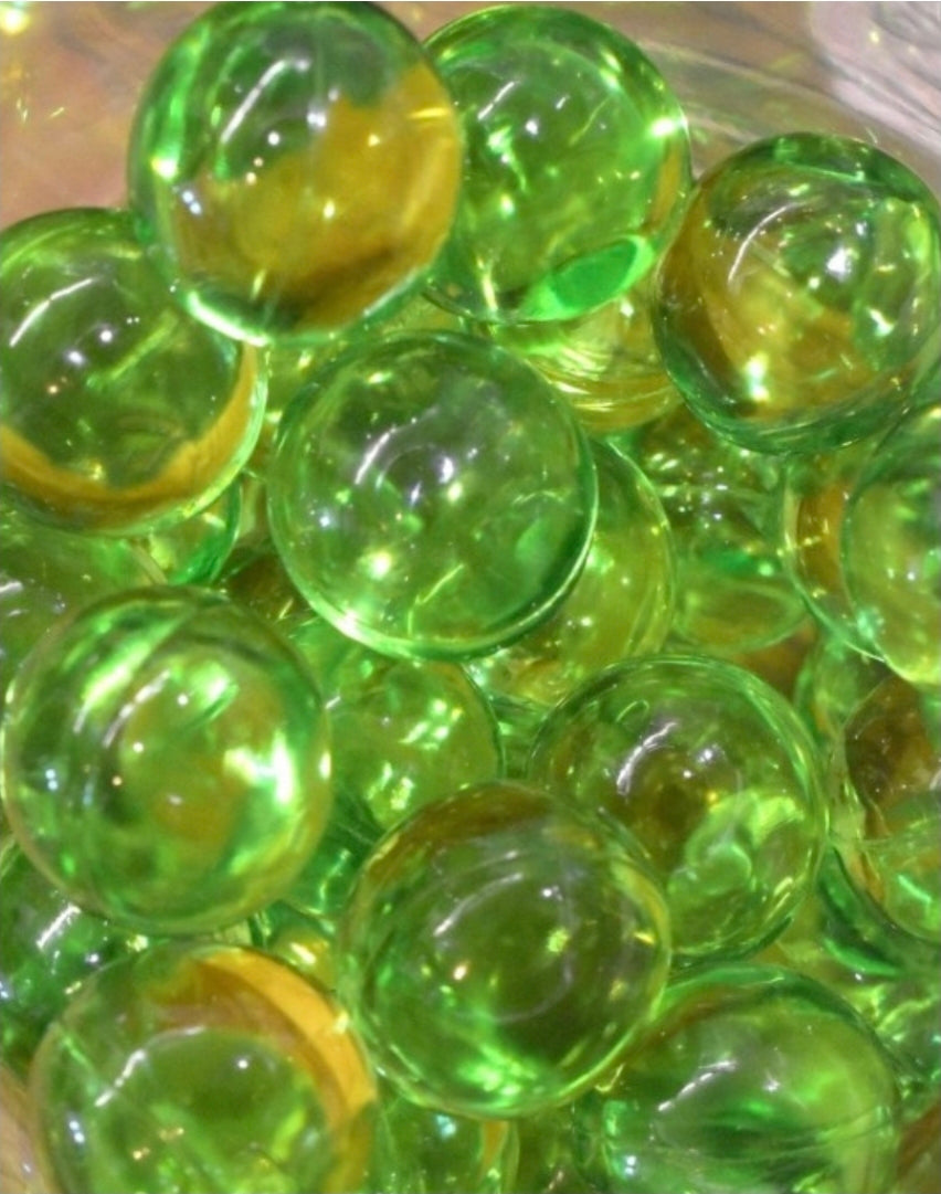 10 xPerle de bain ronde transparent vert, Senteur Pomme