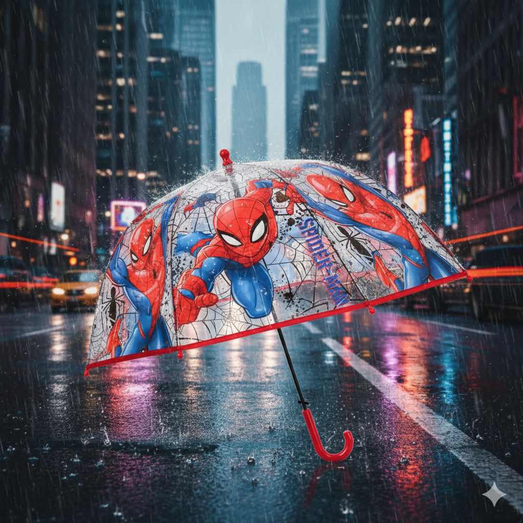 Parapluie transparent pour enfant Spiderman Web Power Ø72 cm