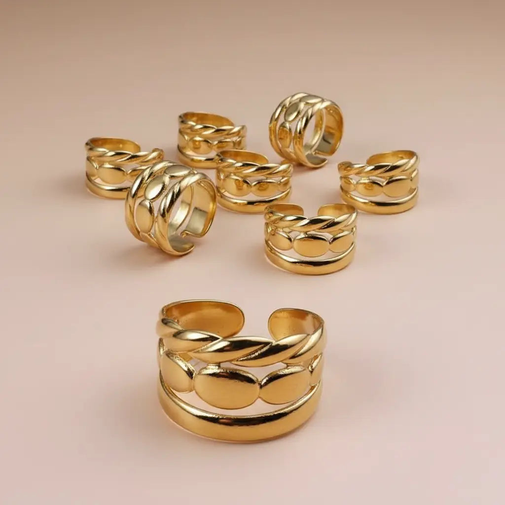 Bague ajustable Dorée Prémium – Acier Inoxydable