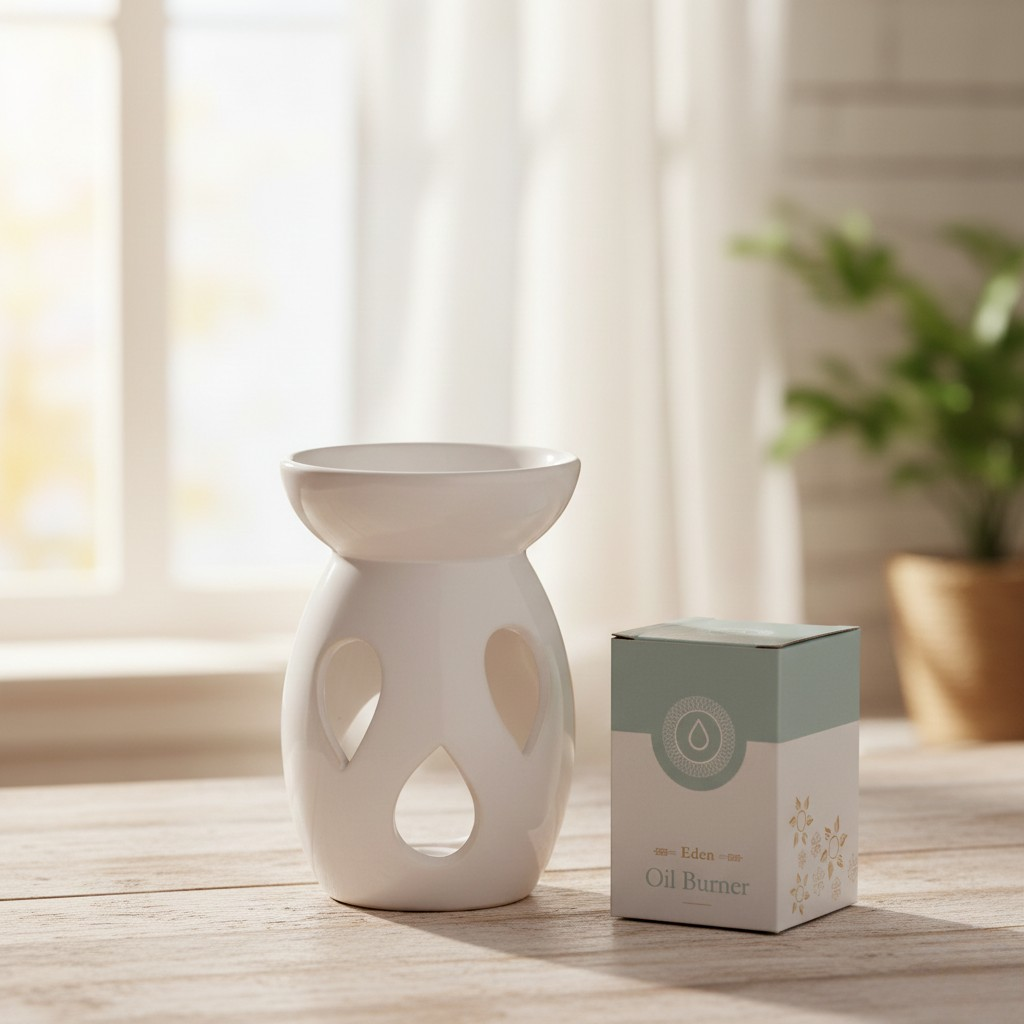 Brûleur A Huile Céramique Ouverture Larme - Blanc