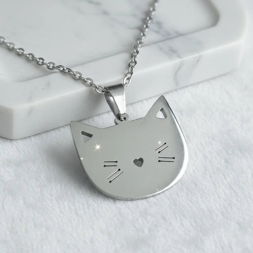 Collier Avec Pendentif Chat – Argenté