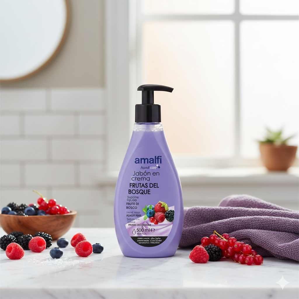 SAVON À LA CRÈME DE FRUITS DE LA FORÊT 500ML. AMALFI