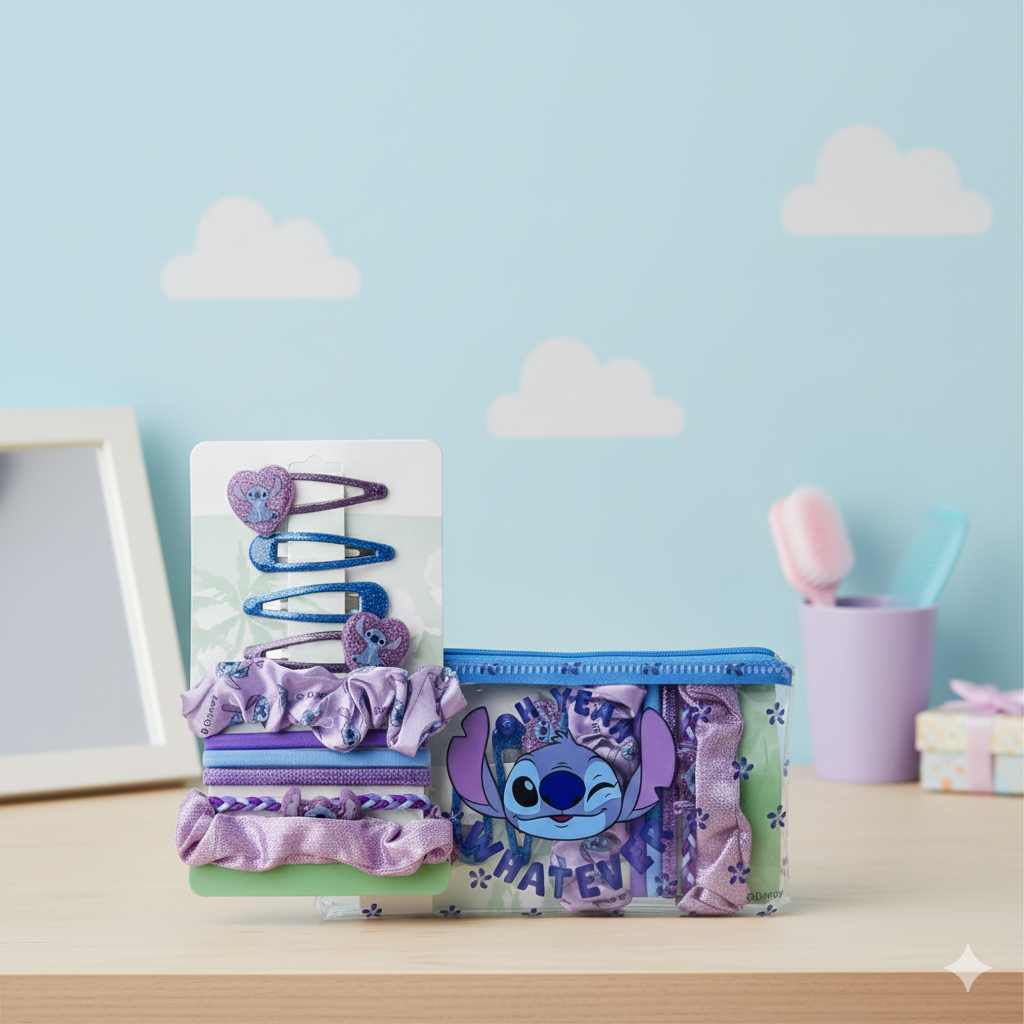 Ensemble de pinces à cheveux Disney Lilo et Stitch, Le Chien Étoile, et chouchous