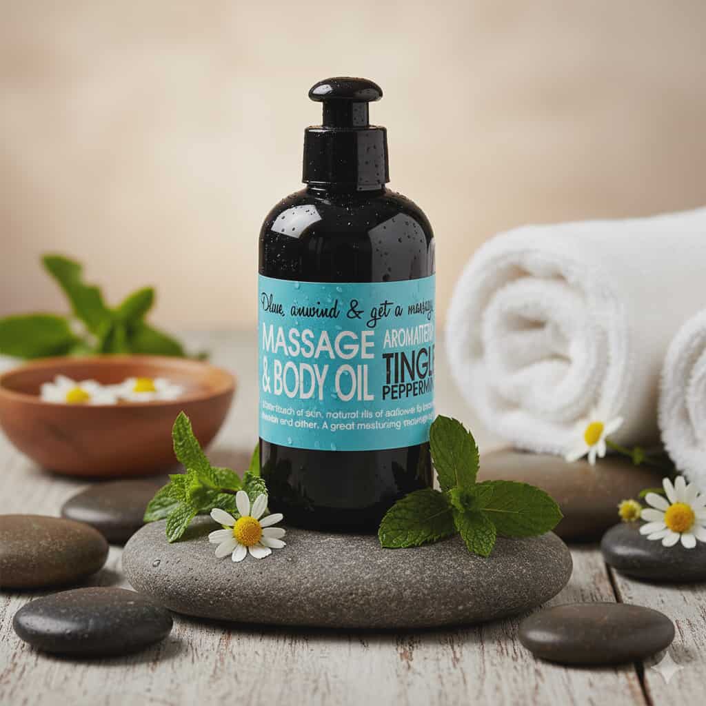 Huile de massage 200ml AROMATHERAPIE JUST NO NONSENSE, Menthe poivrée -