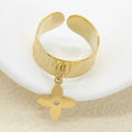 Bague Charms Fleur Dorée – Acier Inoxydable Ajustable