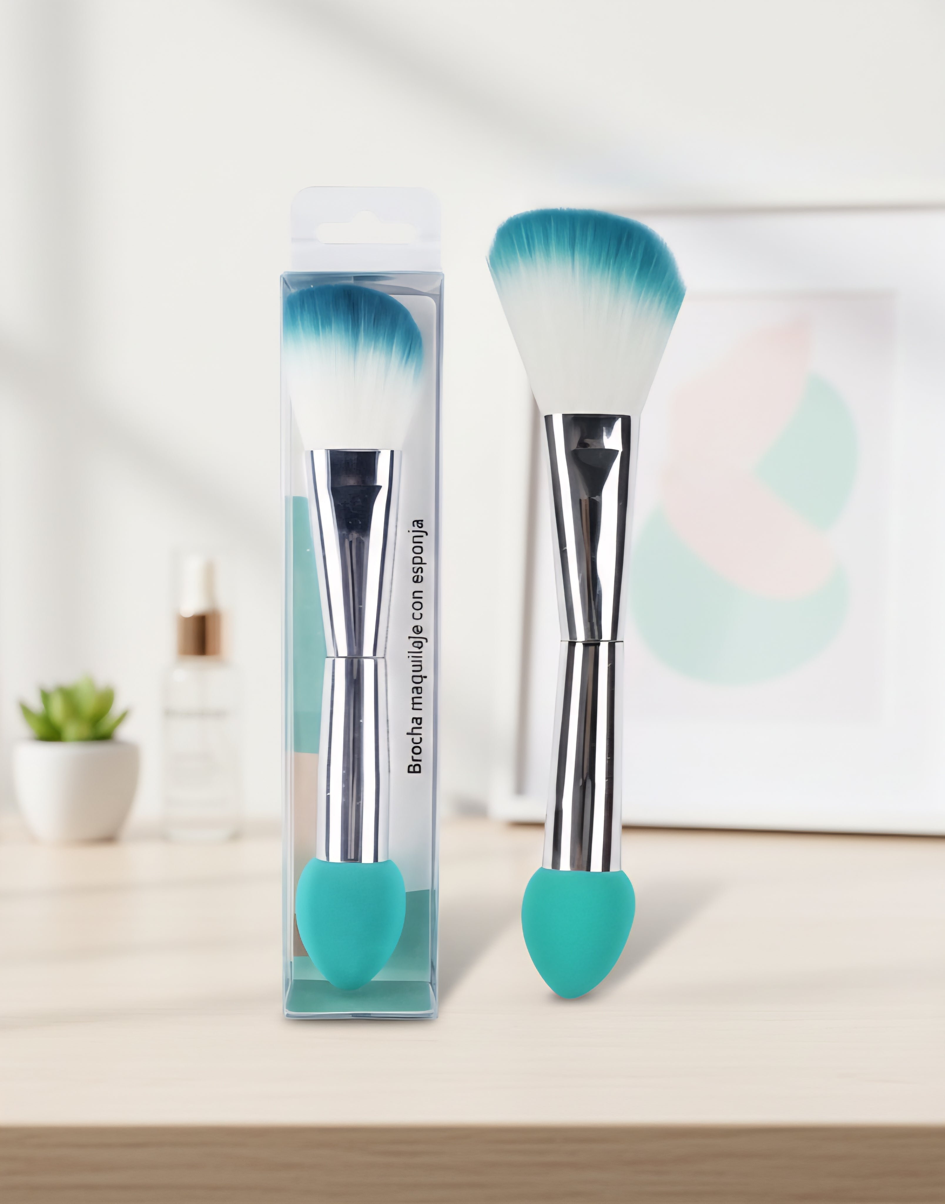 BROSSE MAQUILLAGE AVEC ÉPONGE 17CM.