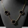 Collier Doré “Trèfles Noirs” Collection💎Acier Inoxydable de Haute Qualité
