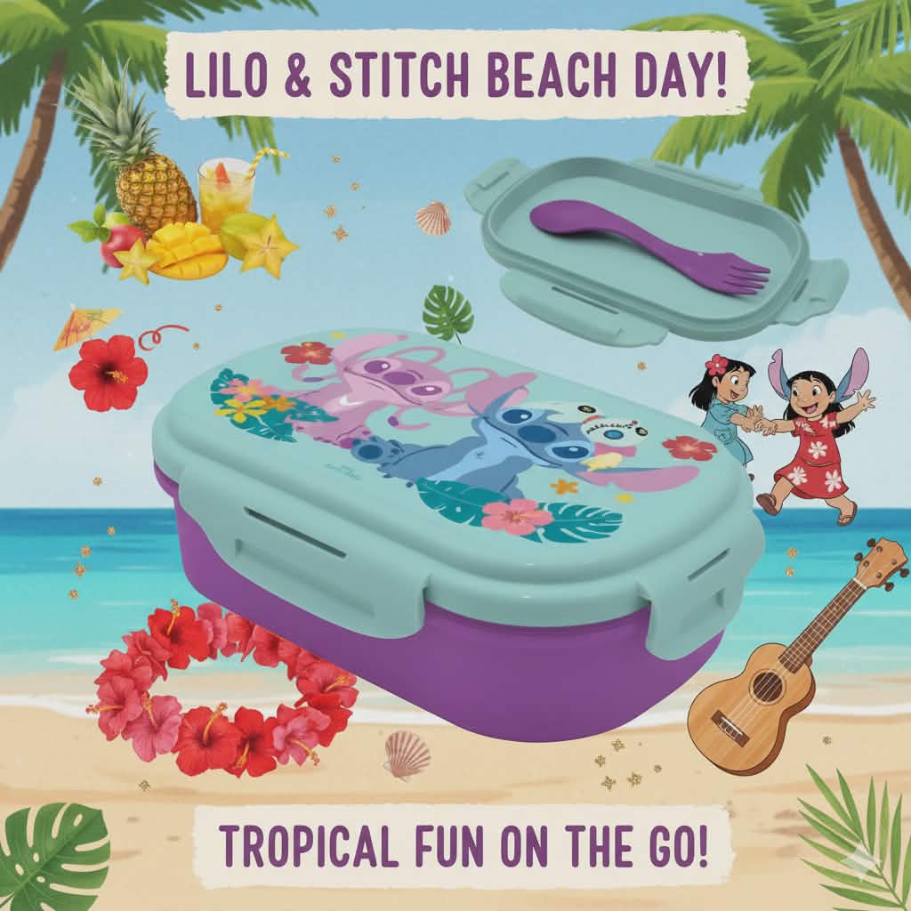 Coffret sandwich Disney Lilo et Stitch, L'Île des Chiens Étoiles + couverts