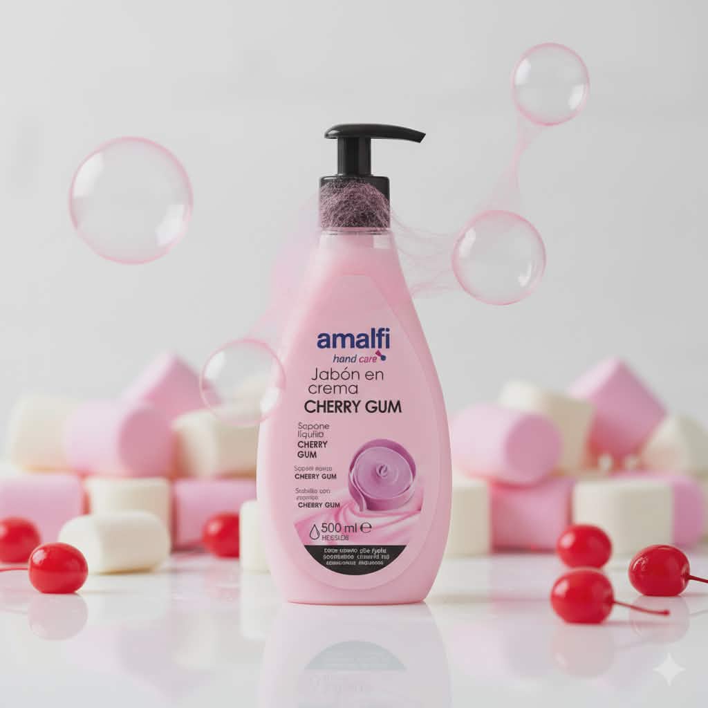 SAVON À LA CRÈME CHERRY GUM 500ML. AMALFI