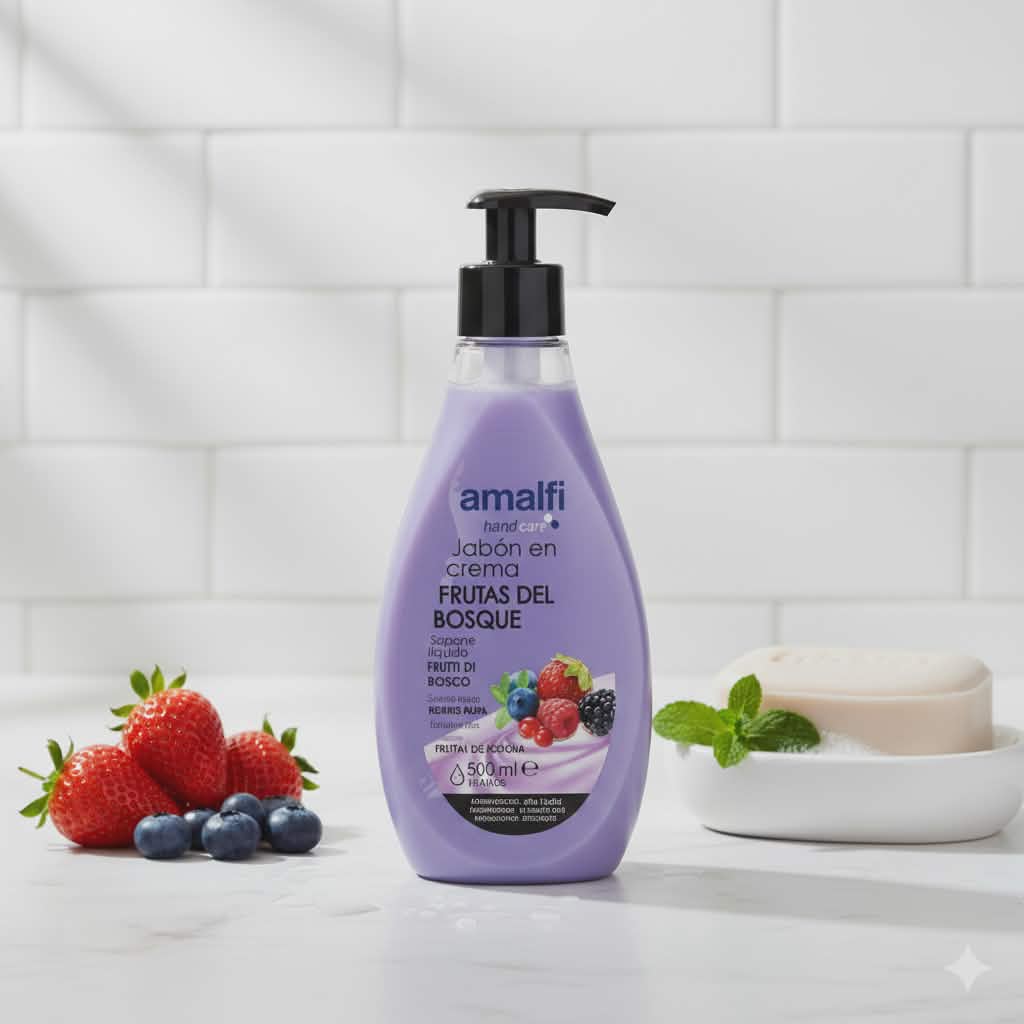 SAVON À LA CRÈME DE FRUITS DE LA FORÊT 500ML. AMALFI